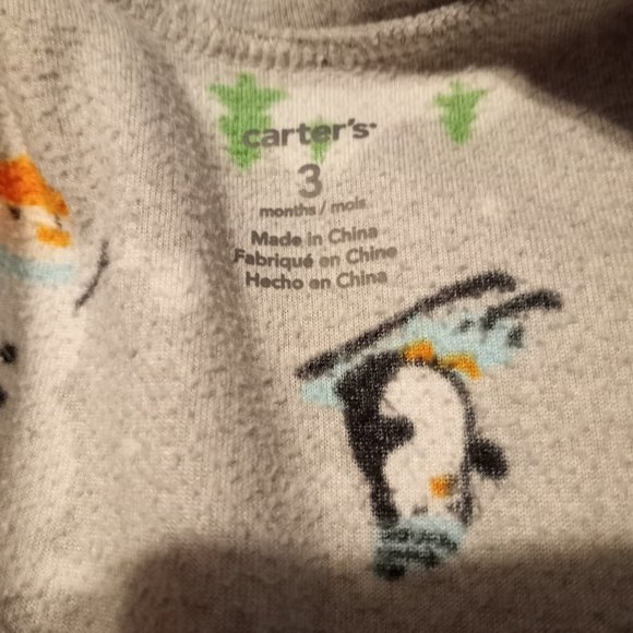 Carter's 3 month baby button up Snowman penguin - Picture 7 of 7